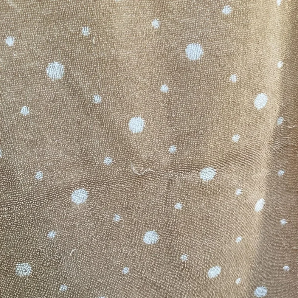 Vintage 60s FIELCREST FLORAL Polka Dot Tan White Bath TOWEL